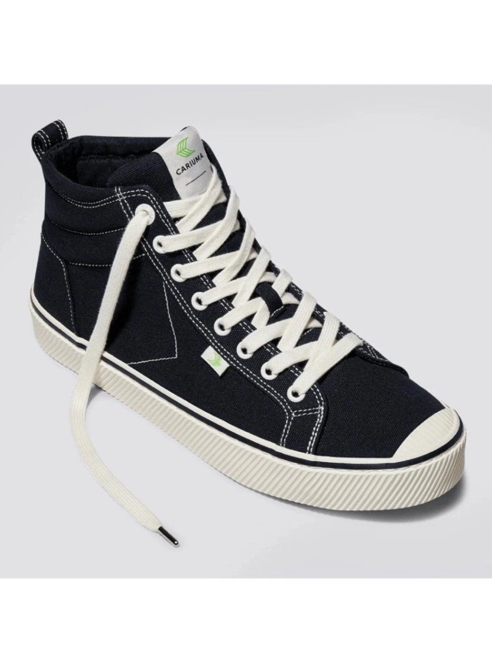 Cariuma womens High-Top Canvas Sneaker in Black with White Accents
